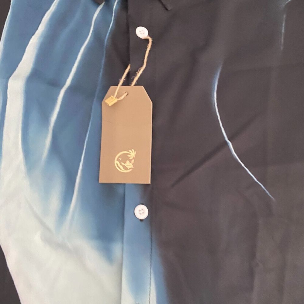 Hardaddy Shirt 2XL Mens Blue/Black Tie-Dye Short Sleeve Classic Fitted Button-Up - Picture 3 of 7